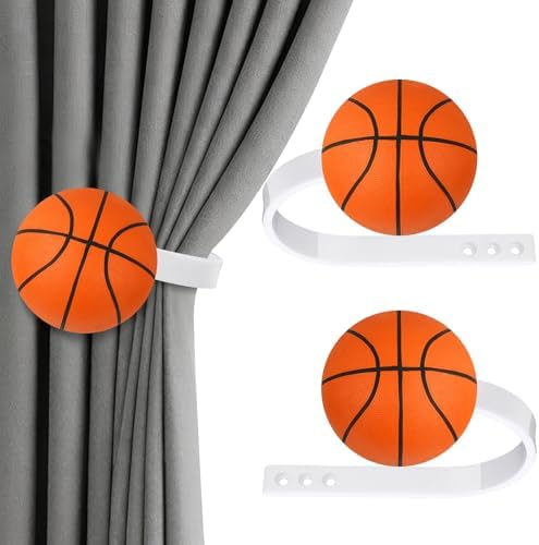 Briwooody 2 Pcs Basketballs Curtain Tiebacks Acrylic Curtain Holdbacks by Briwooody