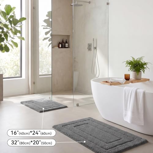 GRANNY SAYS Dark Grey Bathroom Rug 16" x 24", Non-Slip Microfiber Bath Mat - Image 6
