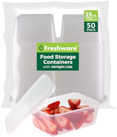 Freshware Food Storage Containers 25 oz Plastic Deli Containers by Freshware