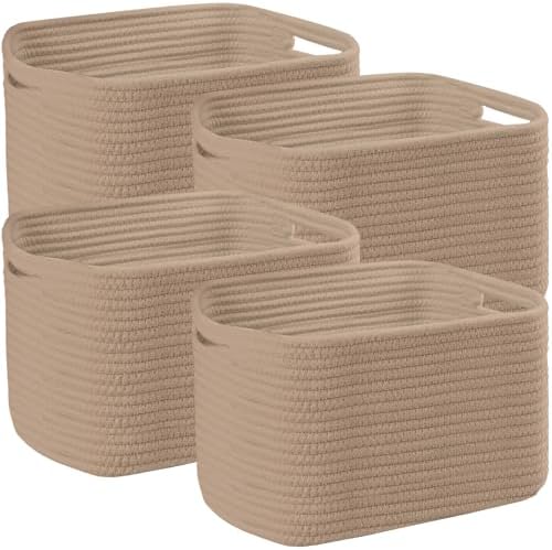 4 Pack Storage Baskets for Organizing, and Clothes, Cotton Rope Basket for by Unknown