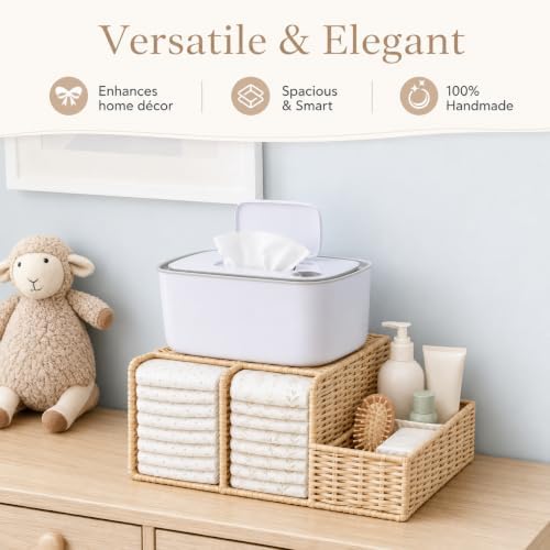 Rattan Diaper Caddy Organizer for Changing Table - Image 2