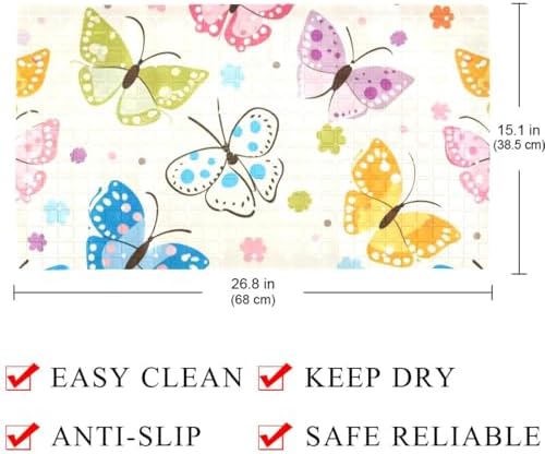 Shower Mat Non Slip 26.8 x 15.1 Inches, Colorful Butterfly Bathtub Mat Shower - Image 4