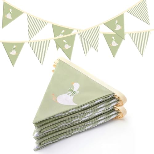 Hahafelt Goose Fabric Banner 1st Birthday Decor, Sage Green by Hahafelt