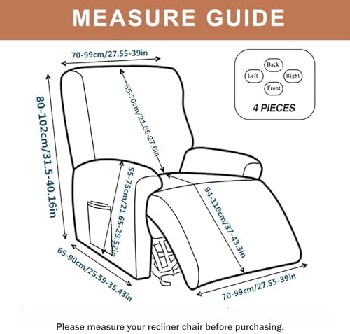 Recliner Chair Covers 4-Pieces Recliner Slipcovers Lazy Boy Chair Covers - Image 5