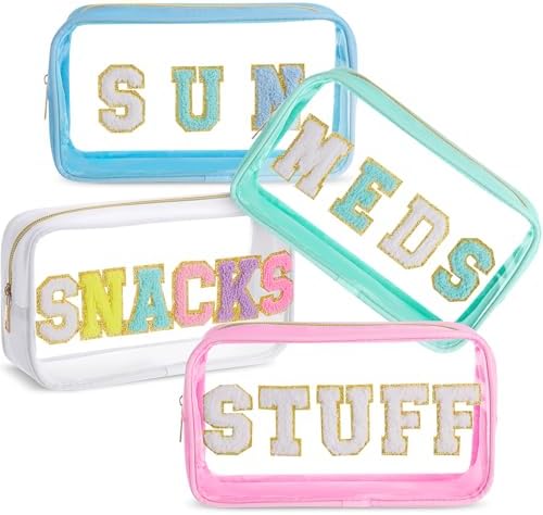 4 Pcs Toiletry Bag Clear Chenille Letter Pouch Diaper Bag Organizer Snacks by SilTriangle