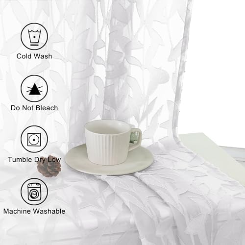 Lecloud Leia White Sheer Curtains 63 Inch Length 2 Panels, Rustic Light - Image 6