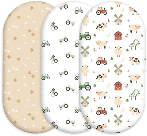 Baby Bassinet Sheets Girl Boy, 3 Pack Fitted Bassinet Sheet by CivaruaKids