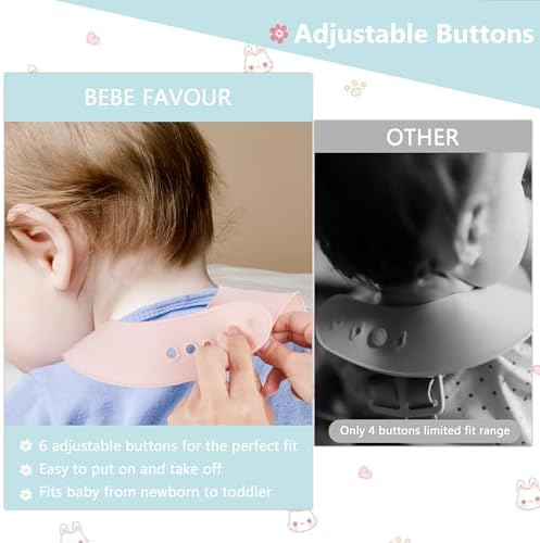 2 Pack Silicone Baby Bibs Adjustable Fit Waterproof Bib - Image 4