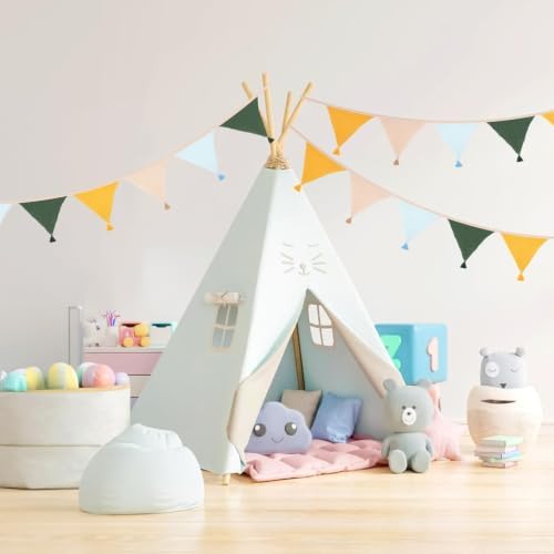 G2PLUS Cotton Fabric Bunting Banner, 9Ft Colorful Triangle Pennant Banner Flag - Image 5