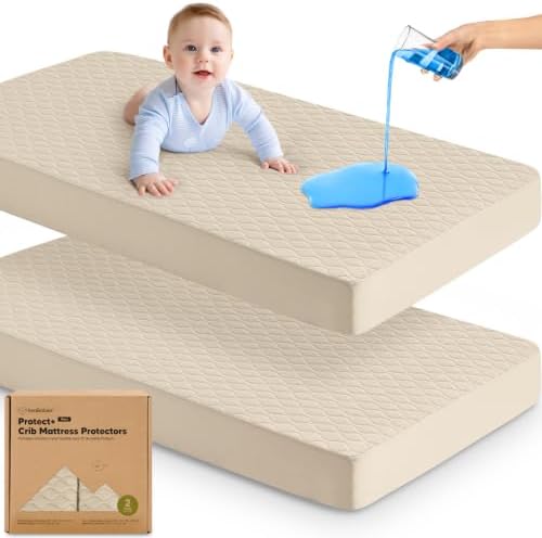 2pk Waterproof Crib Mattress Protector Cover Fitted 52x28 by KeaBabies