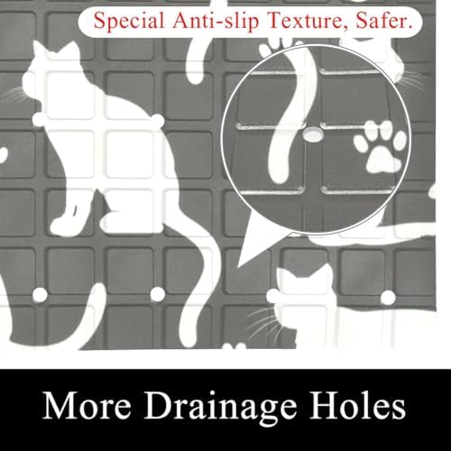 Bathtub Mat Non Slip 26.8x15.1 Inch, Cats Gray Shower Mat - Image 2
