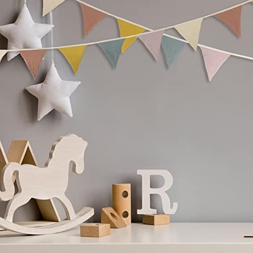 Oudain 2 Pcs Pennant Banner Flags Nursery Garland Triangle, Rainbow Color - Image 6