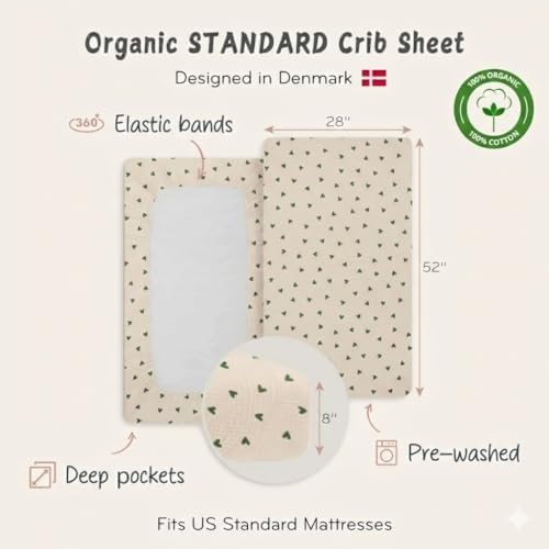 Crib Sheets, 100% Organic Cotton Muslin, Fitted 28"x52" Standard - Image 3