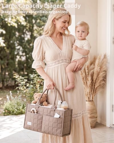 Baby Diaper Caddy Organizer, Portable Nursery Storage Basket - Image 2