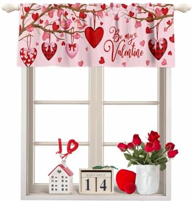 Vandarllin Pink Valentine's Day Kitchen Curtains Valances by VandarllinHomeKitchenDecor