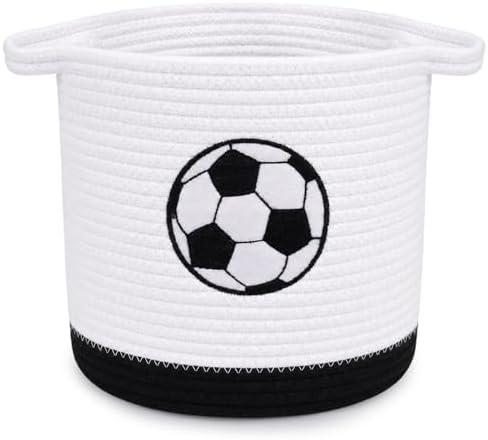 Large Soccer Woven Laundry Basket Hamper-Cotton Rope Storage Basket by Hkojewp