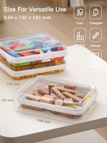 CoiiJoii Zippered Pouch Hard, Stackable Storage Bins, Portable Clear Bin Zipper - Image 2