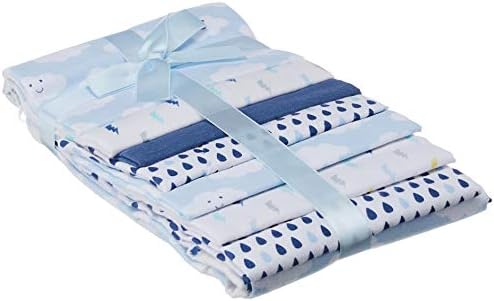 Luvable Friends Unisex Baby Cotton Flannel Receiving Blankets, Boy Clouds 7-Pack - Image 3