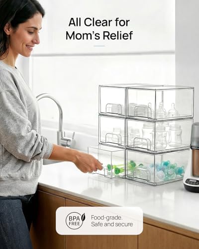 Vtopmart 2 Pack Small Clear Stackable Storage Drawers - Image 5