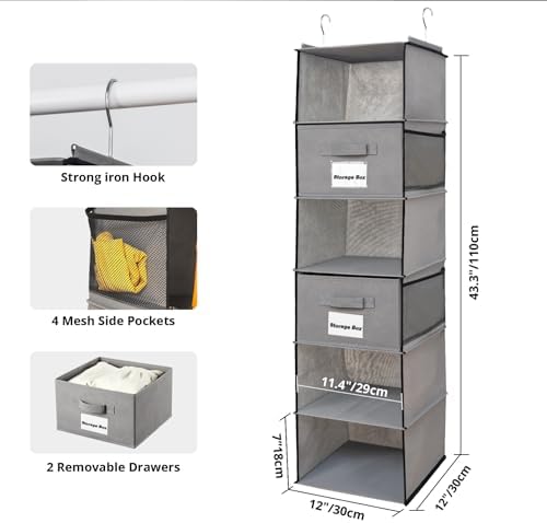 BrilliantJo 2 Pack 6 Shelves Hanging Closet Organizer - Image 3