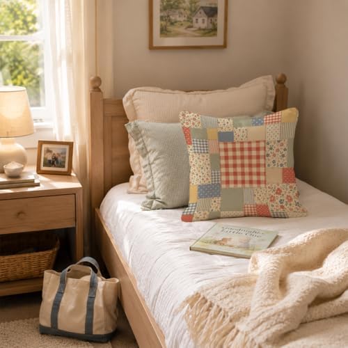 French Country Floral Patchwork Throw Pillow Cover 18x18 - Image 4