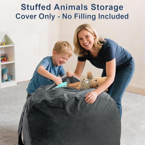 Lukeight Stuffed Animal Storage Bean Bag Chair Cover - Image 4