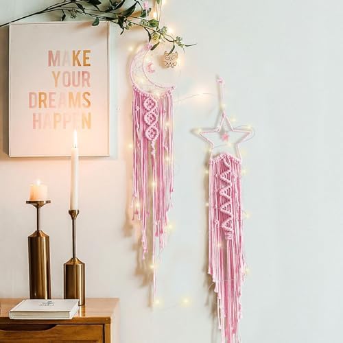 Tarklanda Moon Star Dream Catcher Decor, Macrame Wall Hanging Boho Home Decor - Image 5
