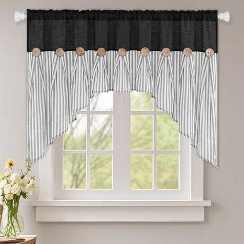 ASPMIZ Farmhouse Cotton Linen Swag Valances by ASPMIZ