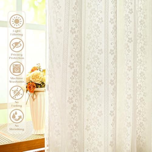 ASPMIZ Linen Kitchen Curtains 36 Inch Length, Double Layered Window Curtain 2 - Image 5