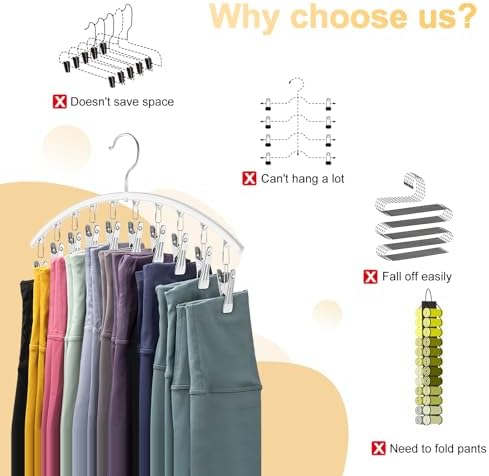 Legging Organizer for Closet, Metal Yoga Pants Hanger w/Rubber Coated 4 Pack - Image 2