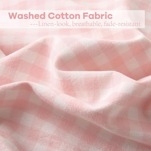 2 Pack Blush White Gingham Ruffle Throw Pillow Covers 22''x22'' - Image 6