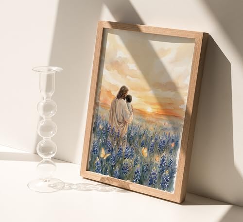 Framed Jesus Canvas Wall Art Jesus Holding Child In The Flower Patch Wall Decor - Image 6