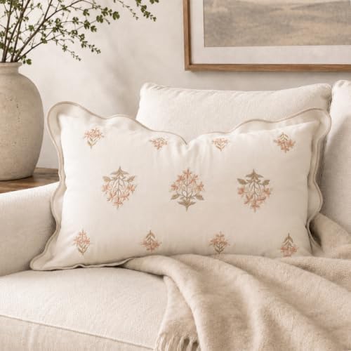BlissBlush Lumbar Pillow Cover 12x20, Cream White Velvet Decorative Lumbar by BlissBlush