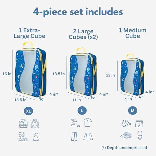 Kids Packing Cubes Compression, Luggage Packing Organization Cubes 4 Pack - Image 2