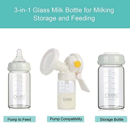 COMI Wide Neck Glass Breastmilk Collection n Storage Bottle, 6oz - Image 2