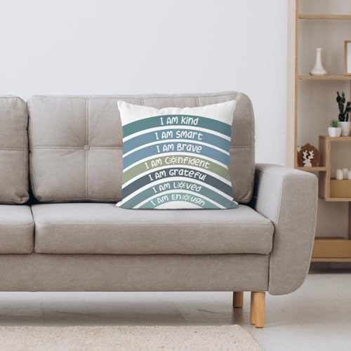 QIYUHOY Olive Boho Rainbow Classroom Throw Pillow Covers, 18x18 Inch - Image 4