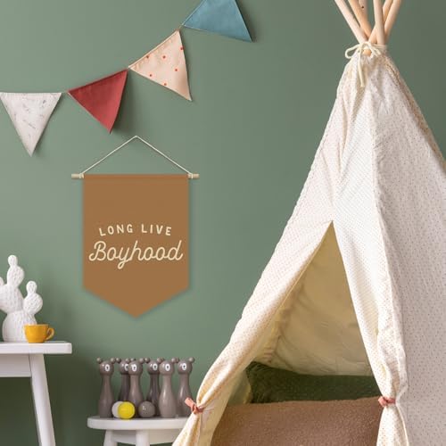 Fall Room Decor, Long Live Boyhood Boy Room Canvas Banner Nursery Playroom Wall - Image 2