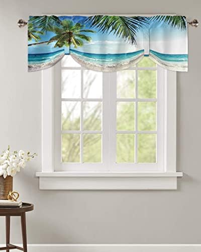 Palms Tree Ocean Blackout Tie Up Valance Curtains - Image 4