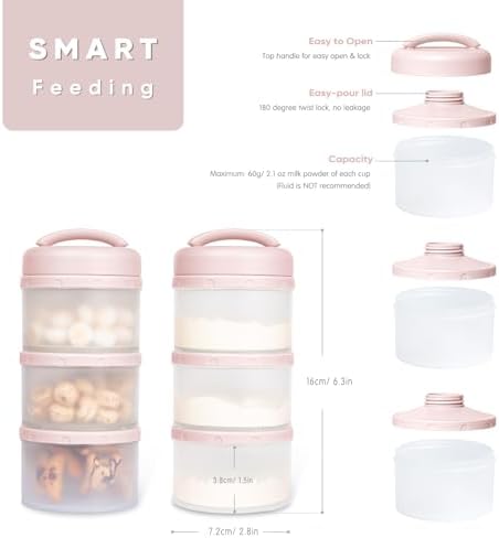 Termichy Stackable Formula Dispenser Portable Milk Powder Container, 2 Pack - Image 2