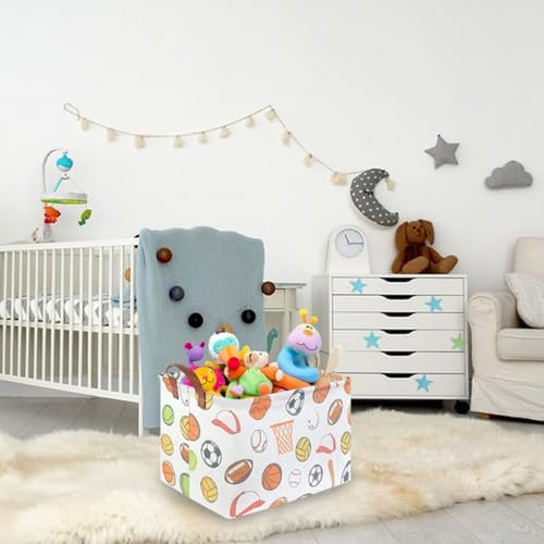 Rectangular Ball basket, Kids Storage Bins, Foldable and waterproof canvas kids - Image 3
