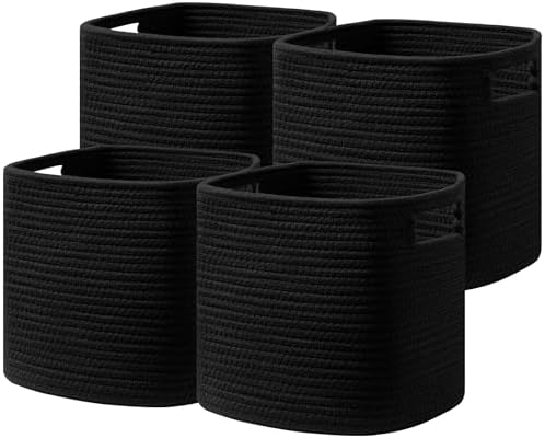 UBBCARE Set of 4 Storage Basket-13 X 13 X 13 in, Cotton Rope Basket by UBBCARE