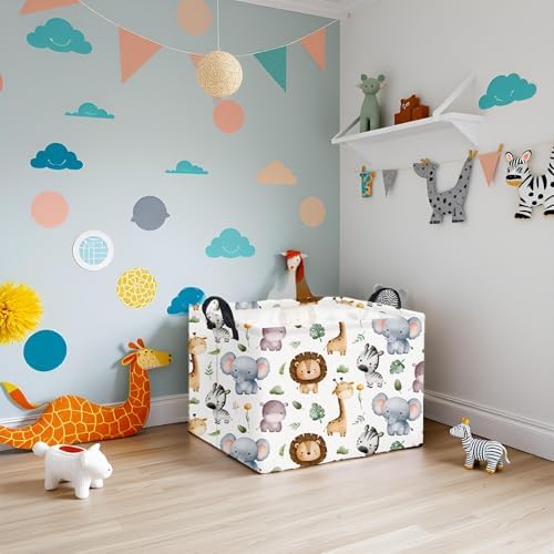 Rectangular Woodland Animal Basket Baby Storage Basket Storage Bin Organizer - Image 4
