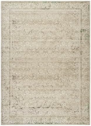 Boho Cream Area Rugs 6x9 for Bedroom Floral Neutral Rug Washable Non Slip by BILEEHOME