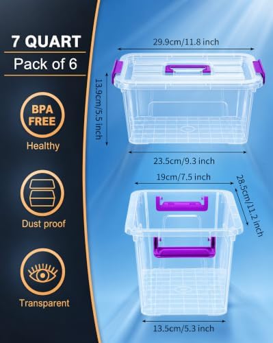 Storage Bins with Lids, 7Qt Clear Stackable Storage Containers With Lids Buckle - Image 2