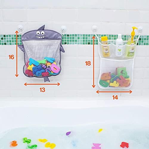 2 x Mesh Bath Toy Organizer + 6 Ultra Strong Hooks – The Perfect Bathtub Toy - Image 2