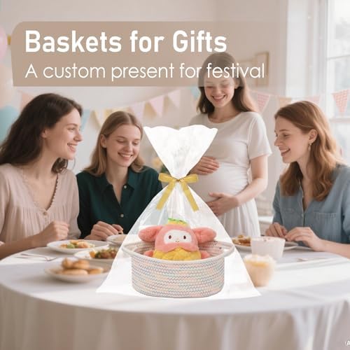 JMvicyroam Small Woven Basket, Empty Gift Basket, Colorful/2 Pack - Image 4