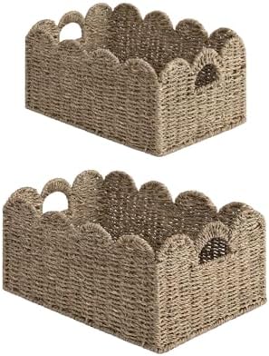 StorageWorks Scalloped Wicker Basket, Woven Baskets by StorageWorks