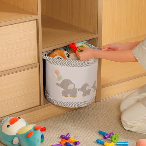 Baby Toy Basket Laundry Hamper Blanket Baskets Cute Elephant Nursery Storage - Image 6