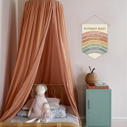Playroom Decor, Nursery Decor, Playroom Rules Wall Art Canvas Banner, Rainbow - Image 4