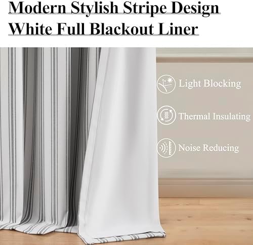 ZJDECOR Black Striped Full Blackout Cotton Blended Curtains - Image 3